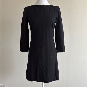 Theory Black Sheath Dress 3/4 Sleeve Bateau Neck